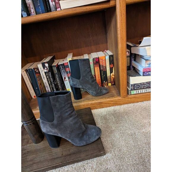 Rag & Bone Agnes grey suede block heel ankle boots sz 38 euc - Picture 3 of 9